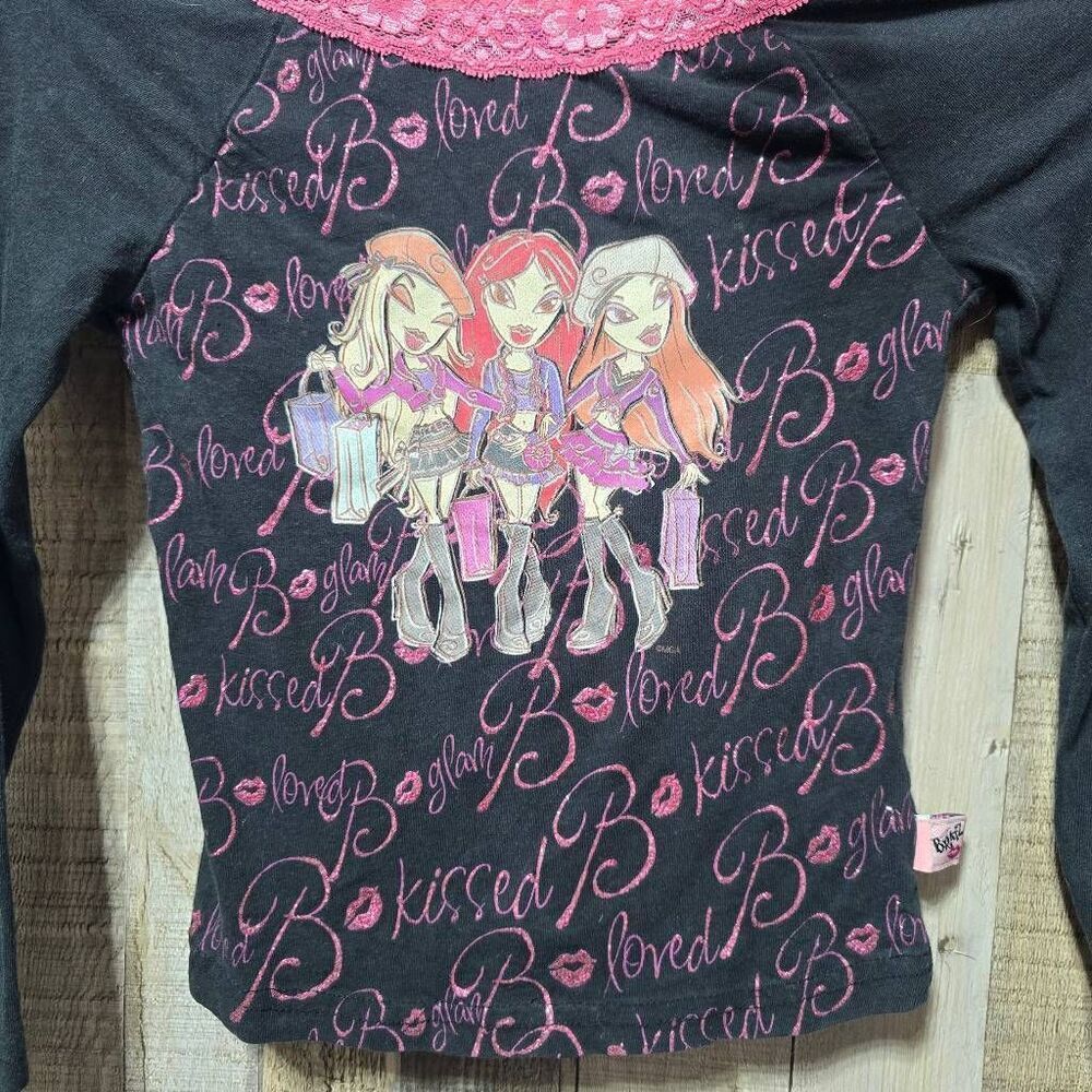 Bratz Vintage Y2K Black Graphic Tee Girls Medium 7/8 Kidcore Retro 2000s Cartoon - Picture 2 of 6